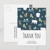Niedliche Weihnachts-Wintertiermuster Vielen Dank Postkarte (Vorne/Hinten)