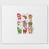 Niedliche Weihnachts-Zahnstochfiguren Spaß Urlaub Geschenkpapier (Flach)