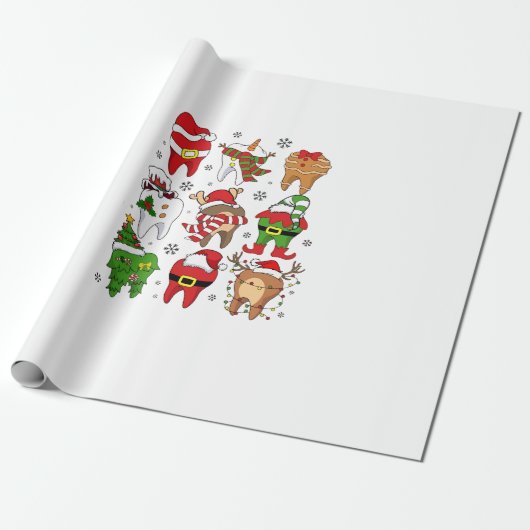 Niedliche Weihnachts-Zahnstochfiguren Spaß Urlaub Geschenkpapier (Ungerollt)