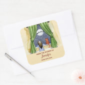 Niedliche Weihnachtsabend Szene Wasserfarbe Küche Quadratischer Aufkleber (Umschlag)