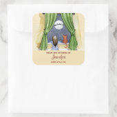 Niedliche Weihnachtsabend Szene Wasserfarbe Küche Quadratischer Aufkleber (Tasche)