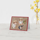 Niedliche WeihnachtsAngeln mit Birds Urlaub Karte (Gelbe Blume)