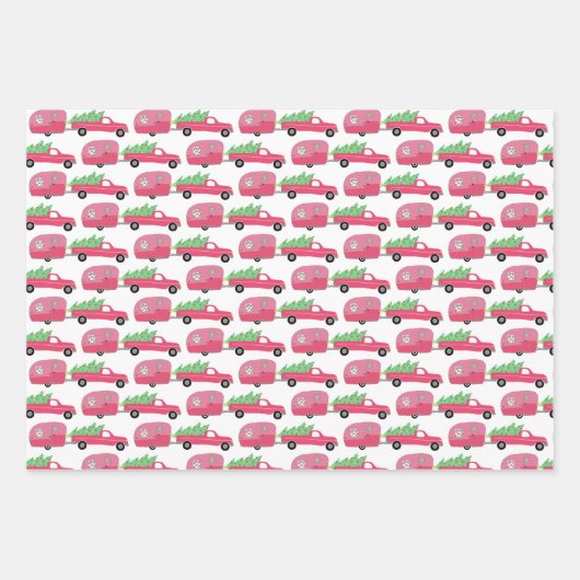 Niedliche Weihnachtsanhänger LKWs Farbenfrohe Feri Geschenkpapier Set (Vorderseite 3)