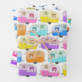 Niedliche Weihnachtsanhänger LKWs Farbenfrohe Feri Geschenkpapier Set (Beispiel)