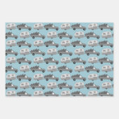 Niedliche Weihnachtsanhänger LKWs Farbenfrohe Feri Geschenkpapier Set (Vorderseite 3)