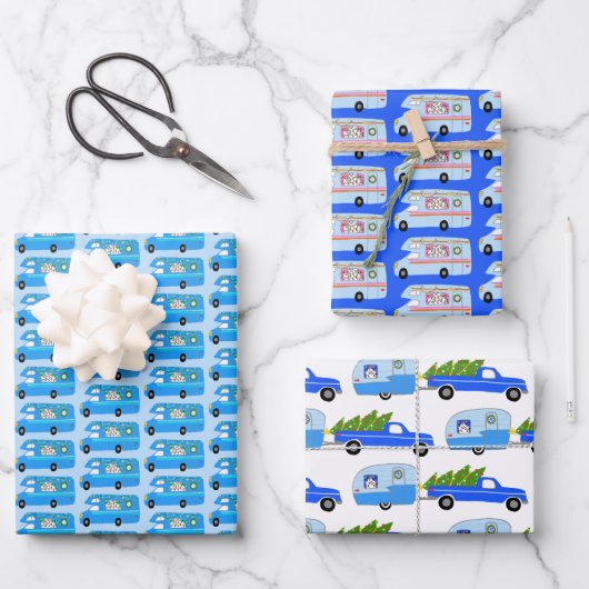 Niedliche Weihnachtsanhänger RV Campingplatz Tolle Geschenkpapier Set (Vorderseite)