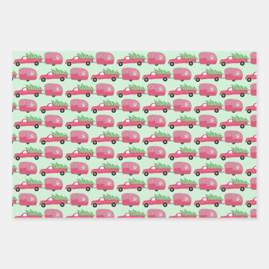 Niedliche Weihnachtsanhänger RVs Camping-Reise-Url Geschenkpapier Set (Vorderseite 2)