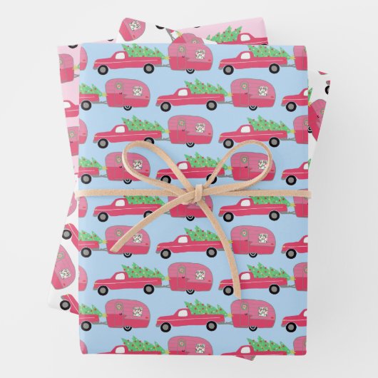 Niedliche Weihnachtsanhänger RVs Camping-Reise-Url Geschenkpapier Set (Beispiel)