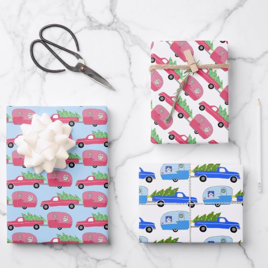 Niedliche Weihnachtsanhänger RVs Camping-Reise-Url Geschenkpapier Set (Vorderseite)