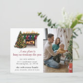 Niedliche Weihnachtsankündigung Neue Zuhause Foto- Einladung (Stehend Vorderseite)