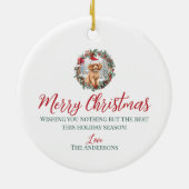 Niedliche Weihnachtsapricot-Weihnachtsmannmütze Keramik Ornament (Hinten)