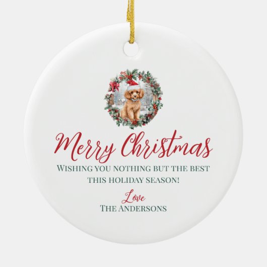 Niedliche Weihnachtsapricot-Weihnachtsmannmütze Keramik Ornament (Hinten)