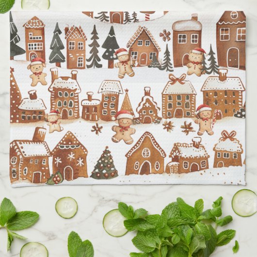 Niedliche Weihnachtsbacken Crew Lebkuchen Menschen Geschirrtuch (Gefaltet)
