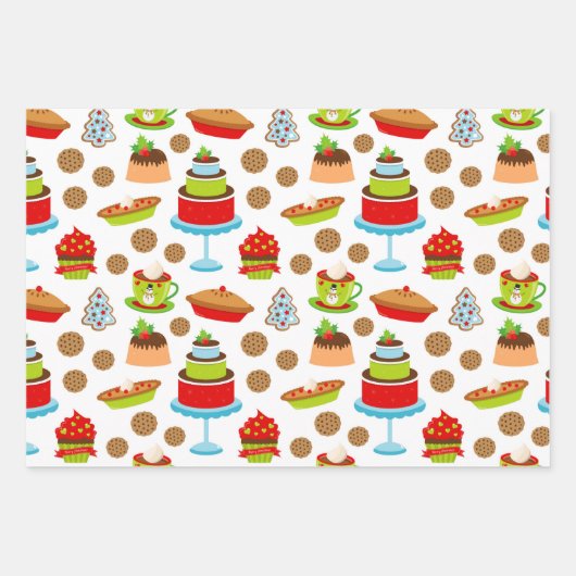 Niedliche Weihnachtsbackpapier-Blätter Geschenkpapier Set (Vorderseite)