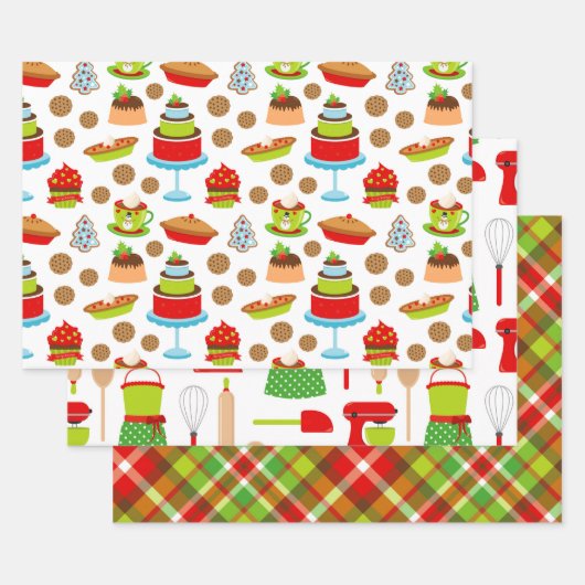 Niedliche Weihnachtsbackpapier-Blätter Geschenkpapier Set (Set)