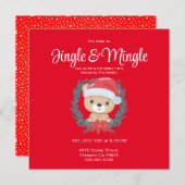 Niedliche Weihnachtsbär Weihnachts-Party Einladung (Vorne/Hinten)