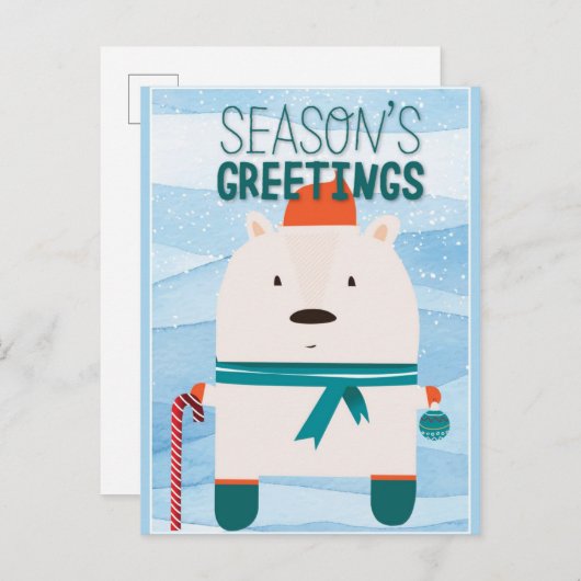 Niedliche Weihnachtsbären-Frohe Festtage Postkarte (Vorne/Hinten)