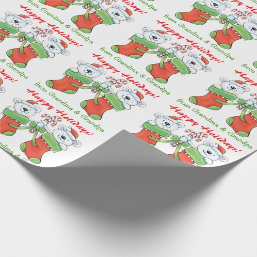 Niedliche Weihnachtsbären Großkind Geschenkpapier (Ecke)