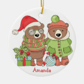 Niedliche Weihnachtsbären Großkind Keramik Ornament (Vorne)