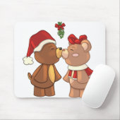 Niedliche Weihnachtsbären küssen unter Misteloe Mousepad (Mit Mouse)