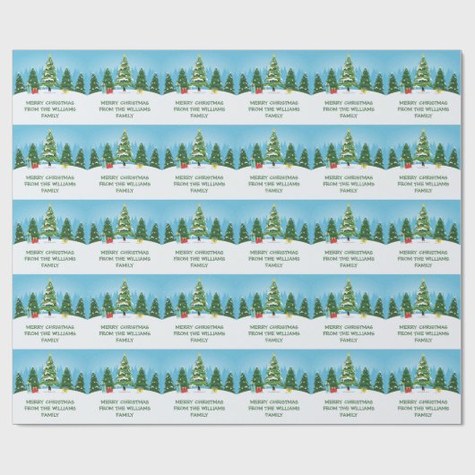 Niedliche Weihnachtsbäume anpassbar Geschenkpapier (Flach)
