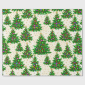 Niedliche Weihnachtsbäume beige Geschenkpapier (Flach)