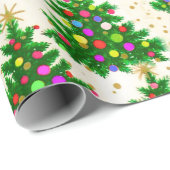 Niedliche Weihnachtsbäume beige Geschenkpapier (Rolleneckpunkt)