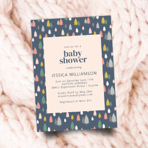 Niedliche Weihnachtsbäume Blue Green Baby Dusche Einladung