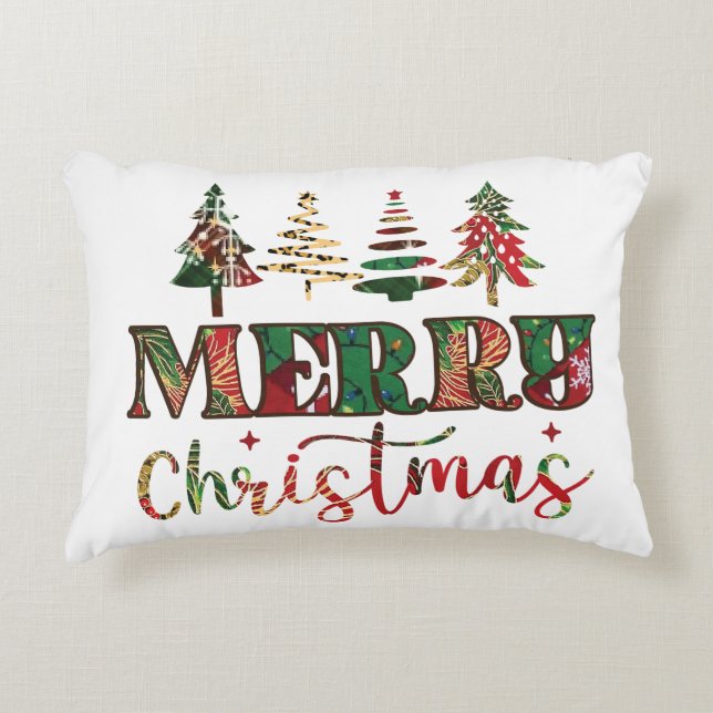 Niedliche Weihnachtsbäume Dekokissen (Vorderseite)