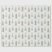 Niedliche Weihnachtsbäume Geschenkpapier (Flach)