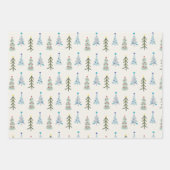 Niedliche Weihnachtsbäume Geschenkpapier Set (Vorderseite)