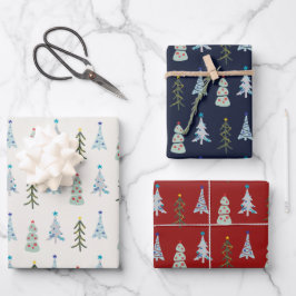 Niedliche Weihnachtsbäume Geschenkpapier Set