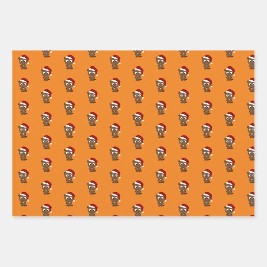 Niedliche Weihnachtsbäume Geschenkpapier Set (Vorderseite)