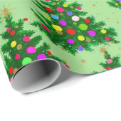 Niedliche Weihnachtsbäume grün Geschenkpapier (Rolleneckpunkt)