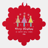 Niedliche Weihnachtsbäume Name Rustikaler Roter Ur Ornament Karte (Vorderseite)