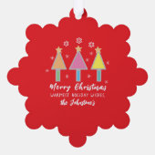 Niedliche Weihnachtsbäume Name Rustikaler Roter Ur Ornament Karte (Rückseite)