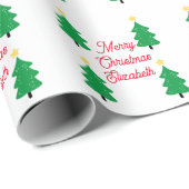 Niedliche Weihnachtsbäume Personalisiert Geschenkpapier (Rolleneckpunkt)