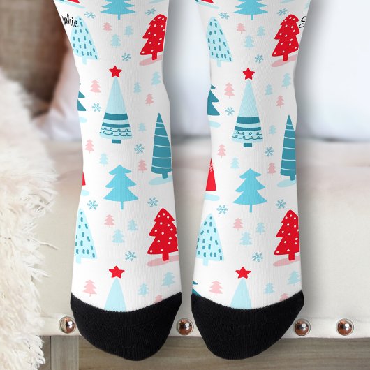 Niedliche Weihnachtsbäume Personalisierte Namensso Socken
