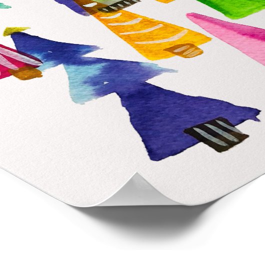 Niedliche Weihnachtsbäume Poster (Ecke)