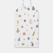 Niedliche Weihnachtsbäume präsentieren Ziermuster Geschenkanhänger (Rückseite)