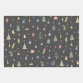 Niedliche Weihnachtsbäume präsentieren Ziermuster Geschenkpapier Set (Vorderseite 2)