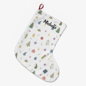 Niedliche Weihnachtsbäume präsentieren Ziermuster Großer Weihnachtsstrumpf (Vorderansicht (hängend))