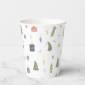Niedliche Weihnachtsbäume präsentieren Ziermuster Pappbecher (Rückseite)