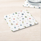 Niedliche Weihnachtsbäume präsentieren Ziermuster Rechteckiger Pappuntersetzer (angewinkelt)