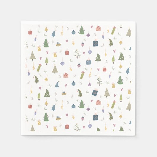 Niedliche Weihnachtsbäume präsentieren Ziermuster Serviette (Vorderseite)