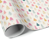 Niedliche Weihnachtsbäume Rosa Muster Geschenkpapier (Rolleneckpunkt)