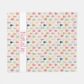 Niedliche Weihnachtsbäume Rosa Muster Name Fleecedecke (Vorderseite (Horizontal))