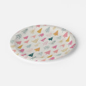 Niedliche Weihnachtsbäume Rosa Muster Pappteller (Schrägansicht)