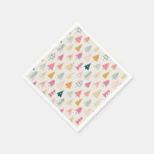 Niedliche Weihnachtsbäume Rosa Muster Serviette (Ecke)