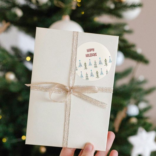 Niedliche Weihnachtsbäume Runder Aufkleber